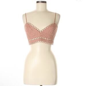 Zimmermann Cropped Bra Top Bralette Embroidered Salmon Pink M 2 Flawed See Pics